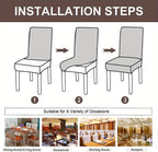 Stretch Jacquard Dining Chair Covers Set of 4 or 6 Removable Washable Polyester-Elastane Slipcovers – Chair Protector for Kitchen Home Hotel Restaurant, Valentine's Day Home Decoration