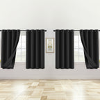 100% Blackout Window Curtains - 4 Panels, Full Light Blocking, Thermal Insulated Drapes with Black Liner | Soft Brushed Fabric
