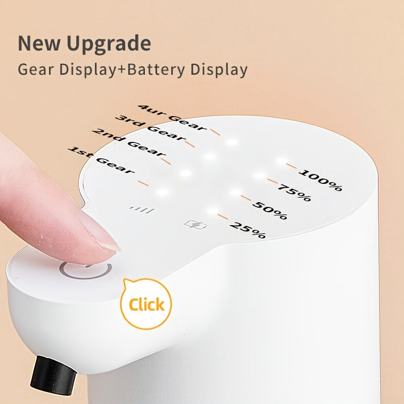 Automatic Foam Soap Dispenser Touchless USB Rechargeable - Wall-Mountable Hands-Free Soap Pump with Adjustable Foam Output for Bathroom, Kitchen & Pet Bathing, Works with Liquid Soap, Body Wash & Dish Detergent - White & Black