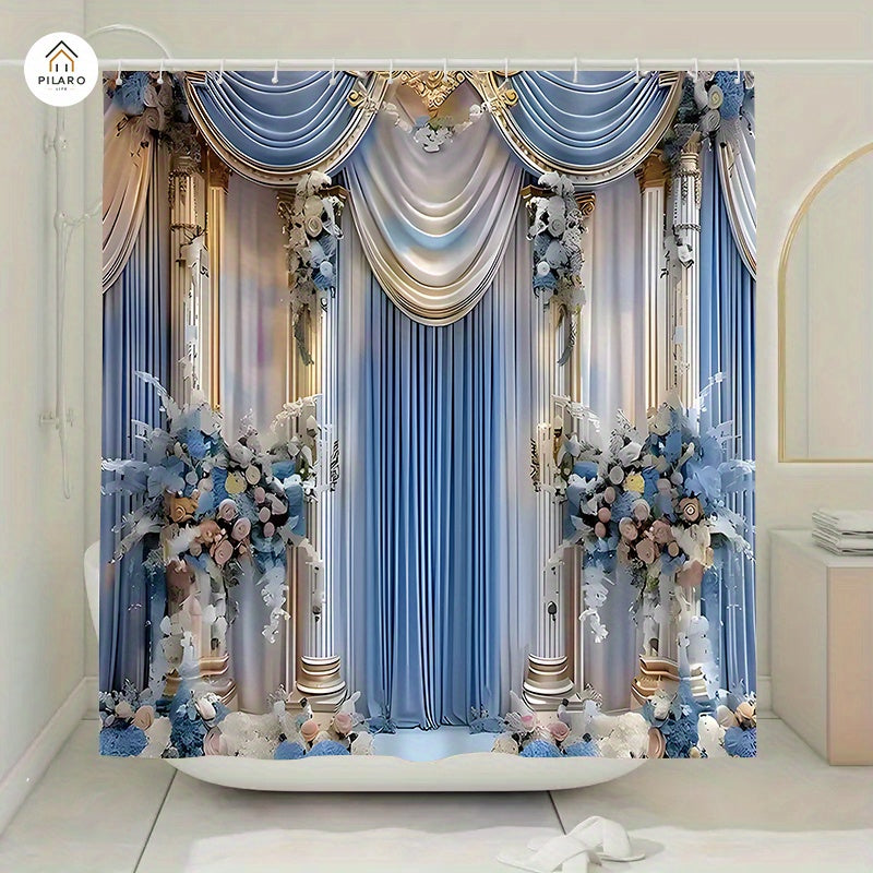 4-Piece Vintage Shower Curtain Set with Hooks, Non-Slip Floor Mat, Toilet U-Mat & Lid Cover — Waterproof Odor-Free Decorative Bathroom Ensemble, Ideal Gift