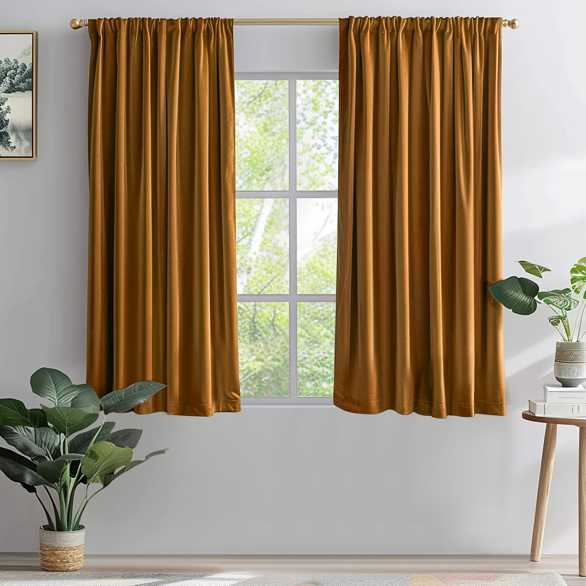 Luxury Velvet Curtains 2 Panels Thermal Insulated Room Darkening Light Filtering, Soft Textured Drapes with Clip Rings Rod Pocket Machine Washable for Living Room Bedroom
