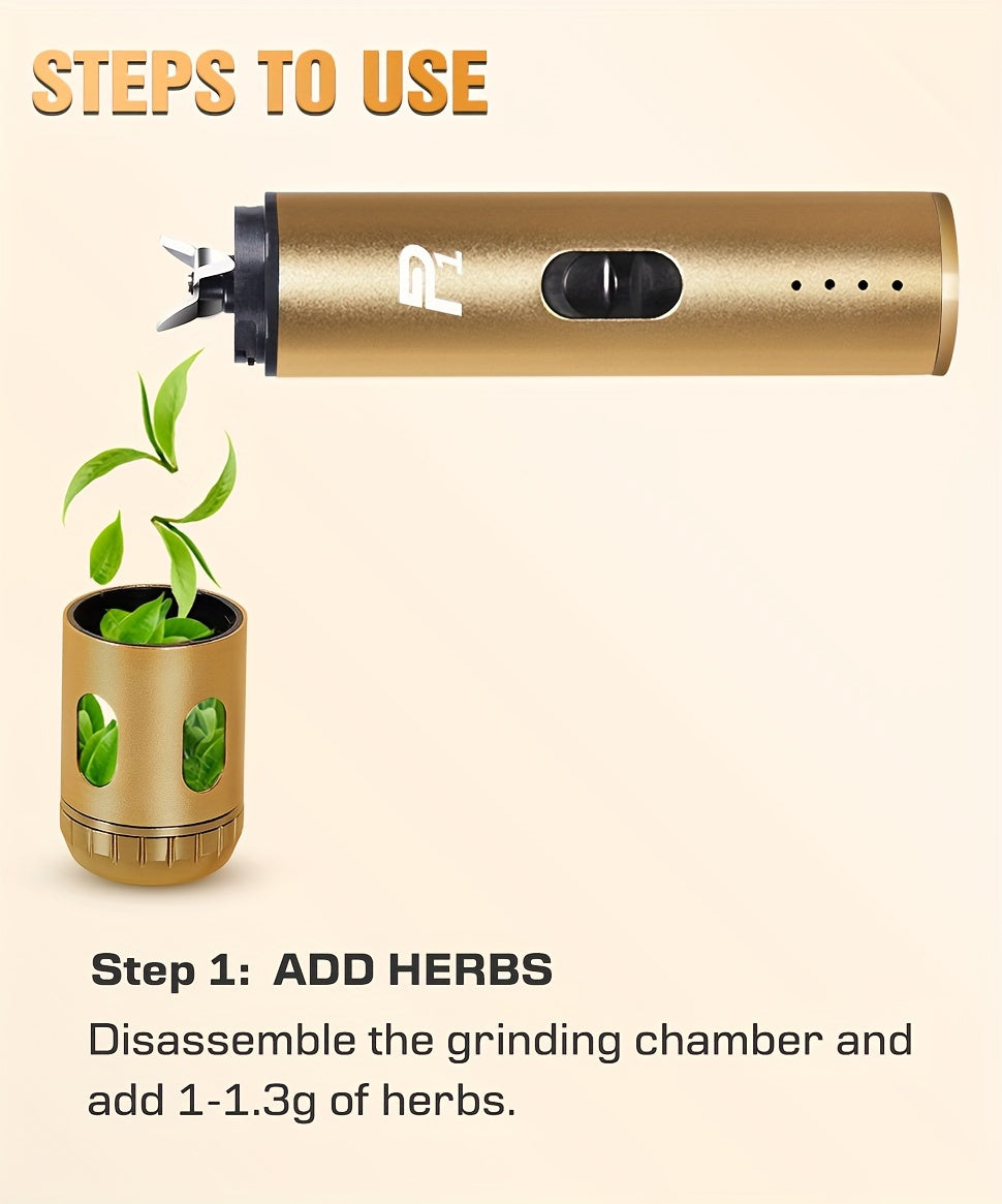 Portable Electric Spice Grinder USB Rechargeable – Compact Herb & Spice Mill with Travel Bag, Funnel & Brush – Fast & Easy Home or Travel Grinding