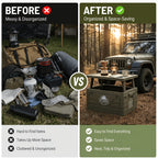 Folding Outdoor Storage Box Collapsible Waterproof Bin – Multifunctional Camping Container Doubles as Table & Seat, Portable Organizer for Picnic Road Trips Car Trunk Backyard