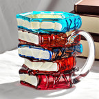 Hand-Painted Book Stack Coffee Mug Stained Glass Art 7oz 14oz Stackable Glass Cup - Novelty Gift for Book Lovers Librarians Women Book Club Literature Enthusiasts | Nuvia Haven
