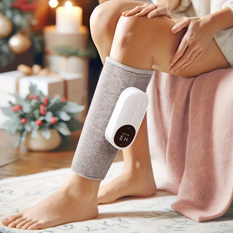 Cordless Air Compression Leg Massager Circular Calf Press 3 Intensities for Feet Legs Thighs Knees Easy to Use Gray Gift for Mom Dad