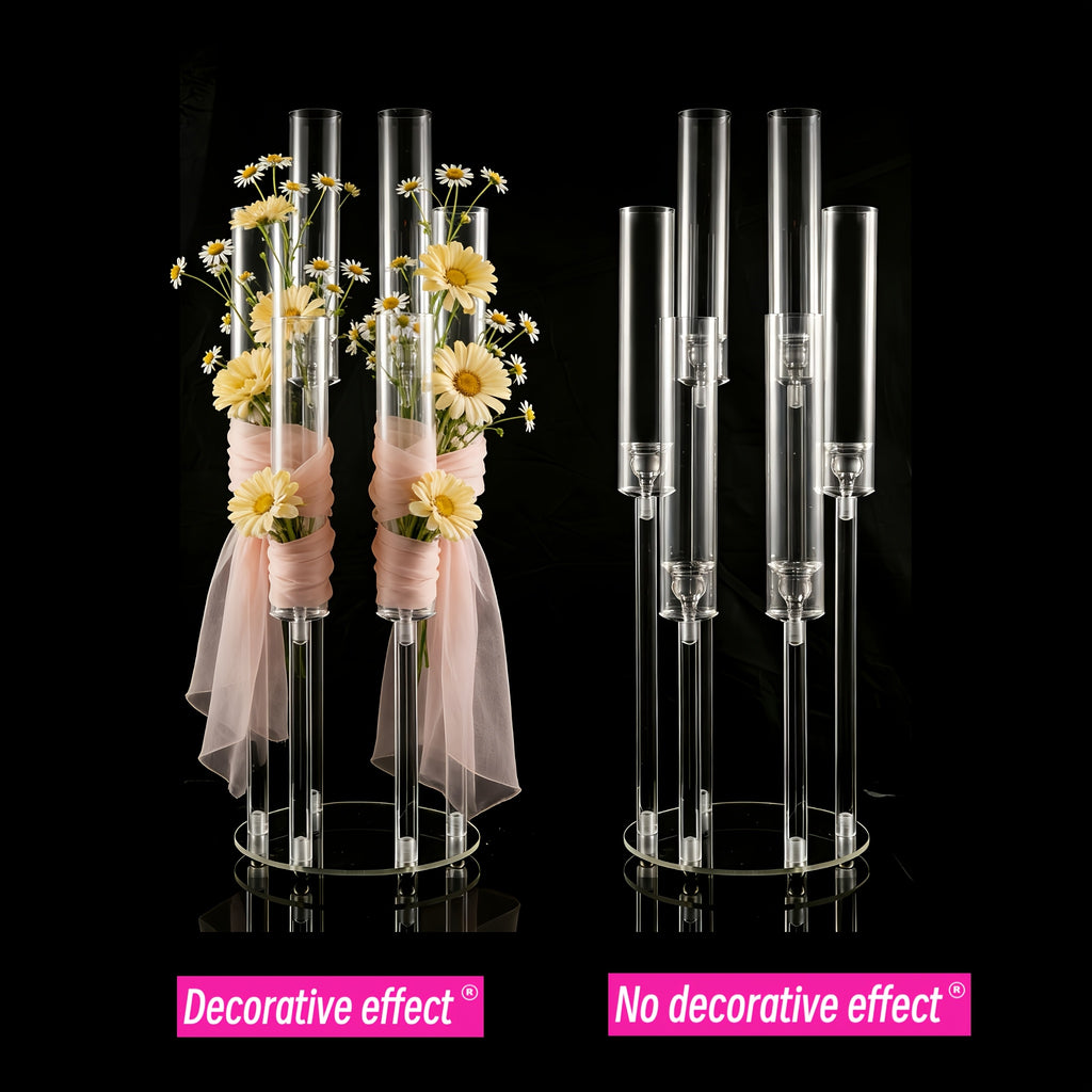 Clear Acrylic Candelabra Taper Candle Holder 5-Arm 6-Arm Wedding Centerpiece Dining Table Party Anniversary Decor