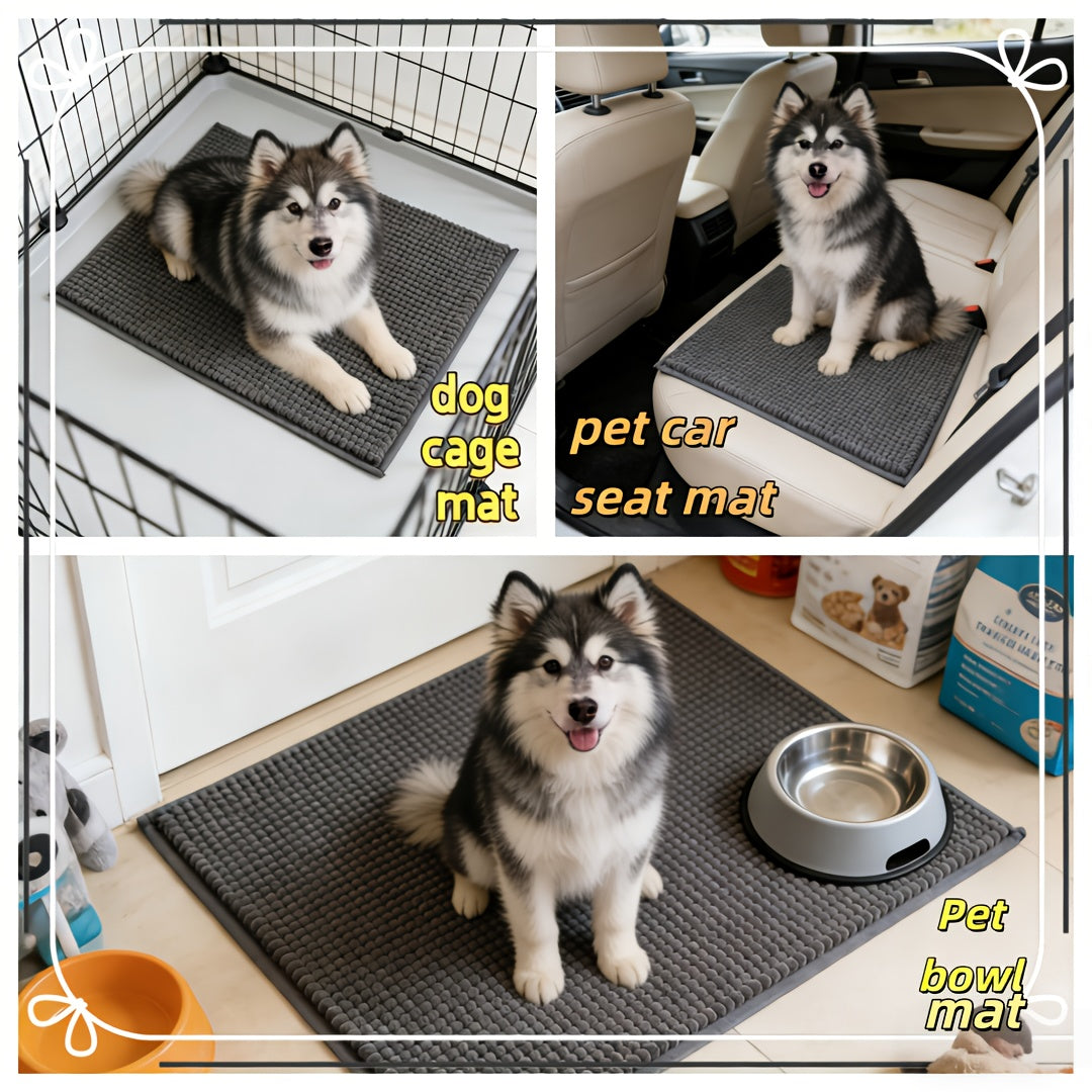 Super-Absorbent Microfiber Dog Door Mat, Slip-Resistant Washable Pet Rug, Quick-Dry Mud & Paw Trapping, Machine Washable Indoor Outdoor Entrance Mat