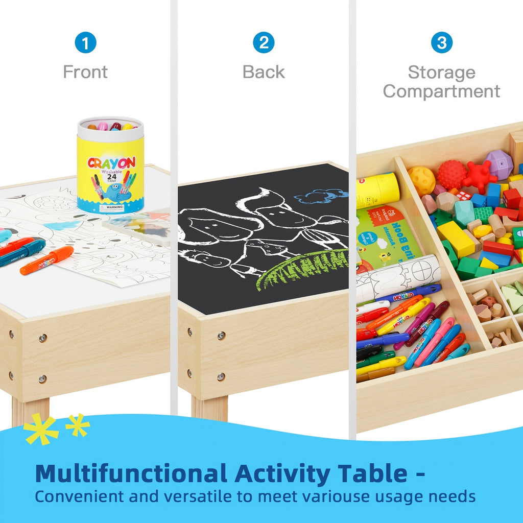 3-in-1 Kids Table and Chair Set Ages 3–7 with Versatile Tabletop & Storage Drawer – Children's Sensory Activity Table for Home, Nursery & Playroom, Premium Gift for Boys and Girls