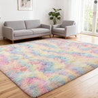 Rainbow Shag Area Rug Tie-Dye Fluffy - Soft Non-Slip Machine Washable Carpet for Living Room Bedroom Dining Room Home Office, 4 Sizes