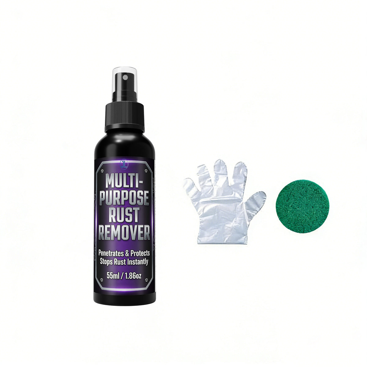 Metal Rust Remover Spray Kit – Dissolves Rust & Oxidation, Polishes & Protects Chrome & Stainless Steel, Includes Glove & Sponge