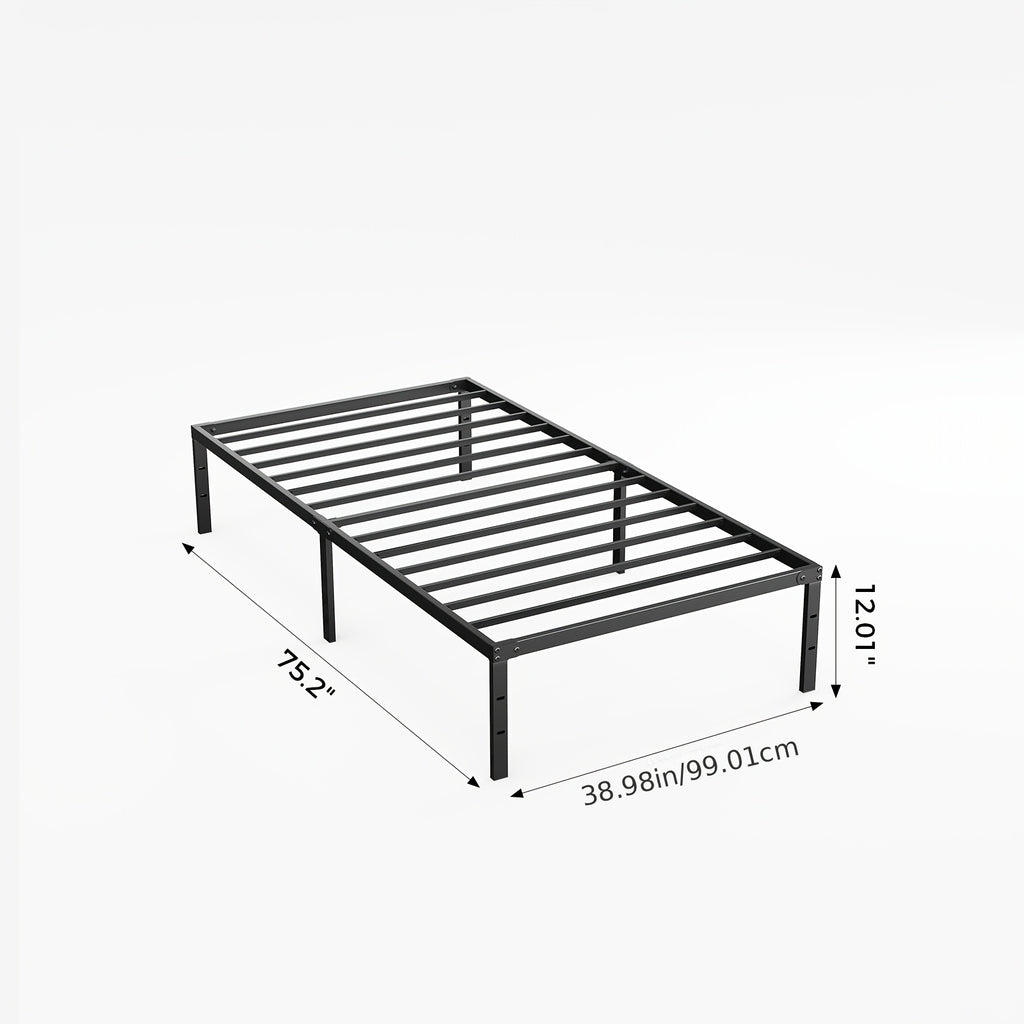 Metal Platform Bed Frame with Steel Slat Support | No Box Spring Needed | Under-Bed Storage | Easy Assembly | Noise-Free | Black | Twin Full Queen King