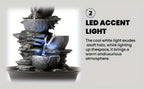 Tabletop Water Fountain Indoor Resin Waterfall with LED Light Realistic Rock Design Plug-In Soothing Ambiance for Bedroom Living Room Office Meditation Desk Decor