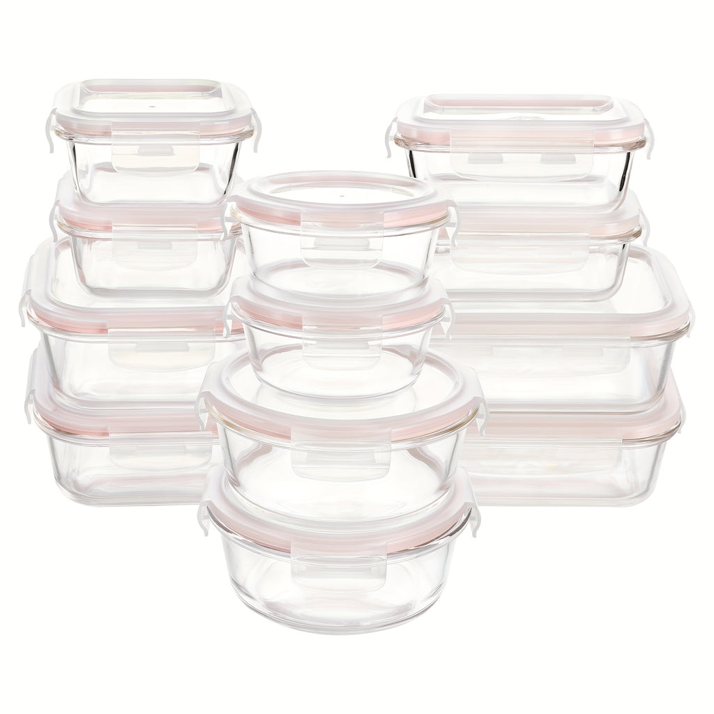 12-Pack Glass Food Storage Containers with Airtight Lids – Meal Prep Containers, Dishwasher Safe, BPA Free, Mother's Day & Holiday Gift Set