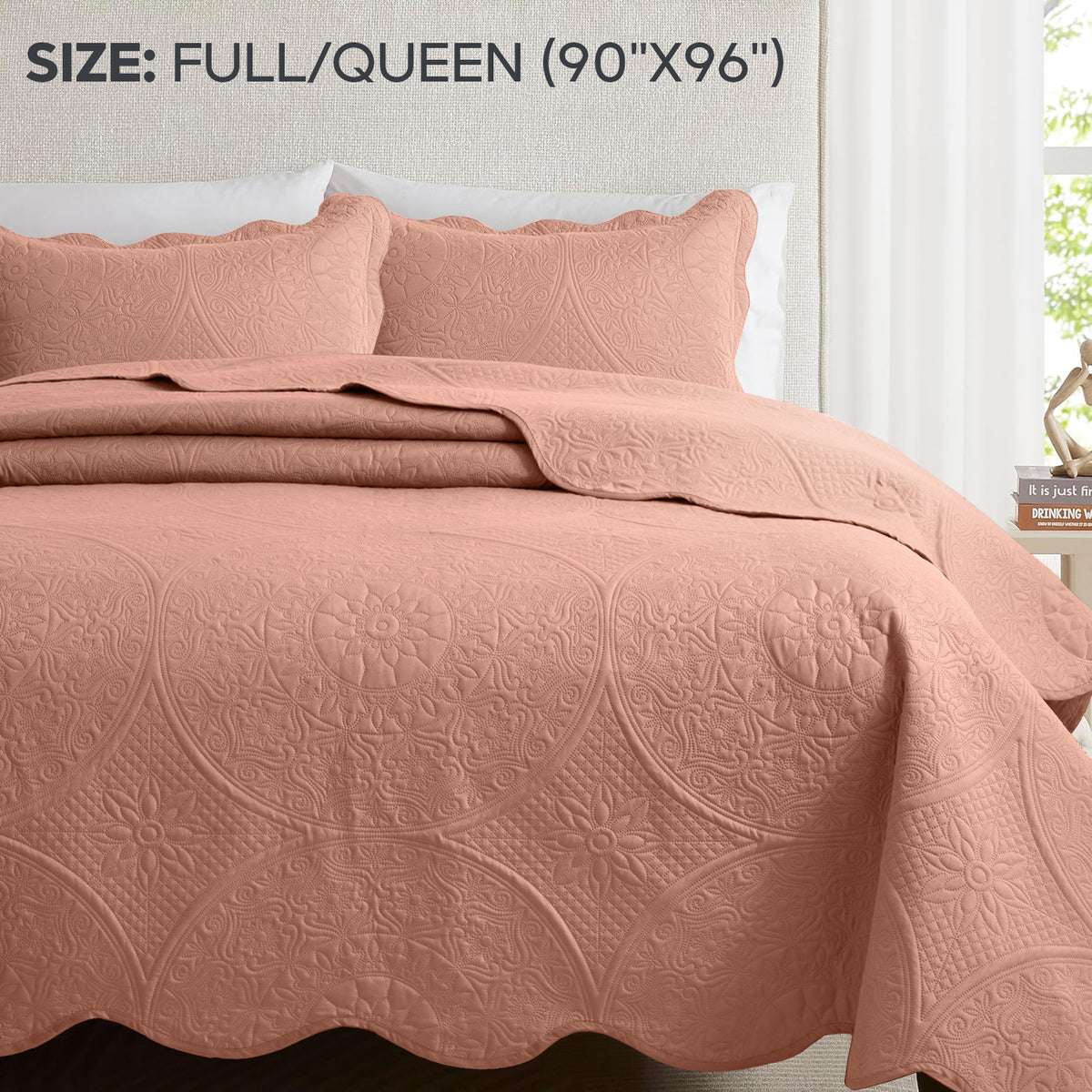 Luxury Quilted Bedspread Set 3 Piece Floral Coverlet with Pillow Shams Breathable Lightweight All Season - Twin Queen King California King 16 Colors