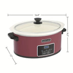 Large Digital Slow Cooker 6QT & 8QT with Stoneware Pot, Programmable Keep Warm Function, One-Touch Digital Display, 240W — Family Dinners, Roasts & Stews, Red White Black Blue
