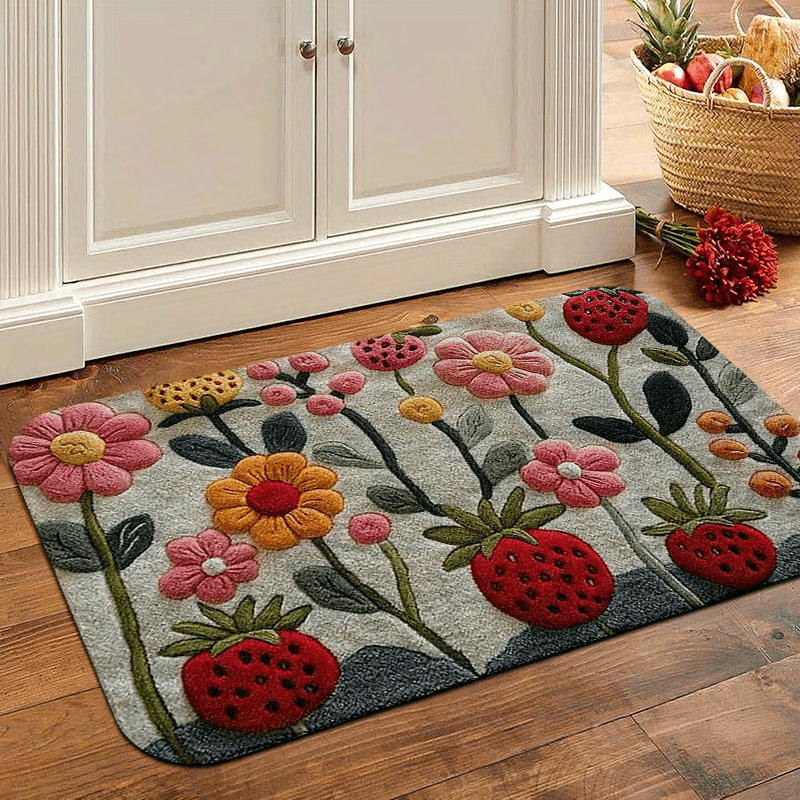 Floral Floor Mat Anti-Slip Indoor Outdoor Rug – Soft Non-Slip Entrance Mat for Living Room, Kitchen, Bedroom & Hallway | 3 Sizes