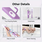 Electric Cup Scrubber 2-Speed IPX6 Waterproof – Type-C Rechargeable Bottle Brush Cleaner for 40oz Mugs, Tumblers & Water Bottles, Long Straw Brush & Wall Mount Storage, Kitchen Cleaning Tool