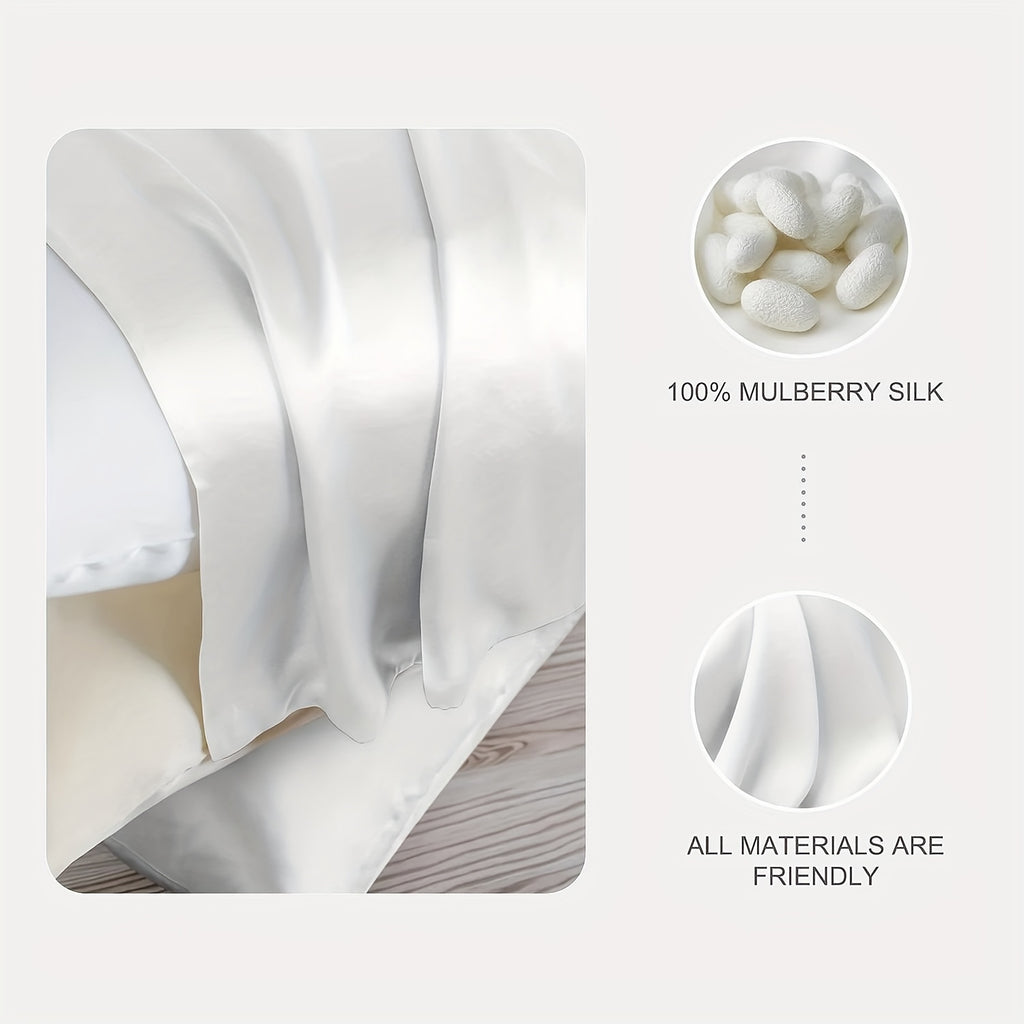 Mulberry Silk Pillowcases 2pcs - 600 Thread Count Solid Color Cooling Pillow Covers with Hidden Zipper for Hair and Skin Care Bedroom Sofa Machine Washable