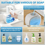 Automatic Foam Soap Dispenser Touchless USB Rechargeable - Wall-Mountable Hands-Free Soap Pump with Adjustable Foam Output for Bathroom, Kitchen & Pet Bathing, Works with Liquid Soap, Body Wash & Dish Detergent - White & Black