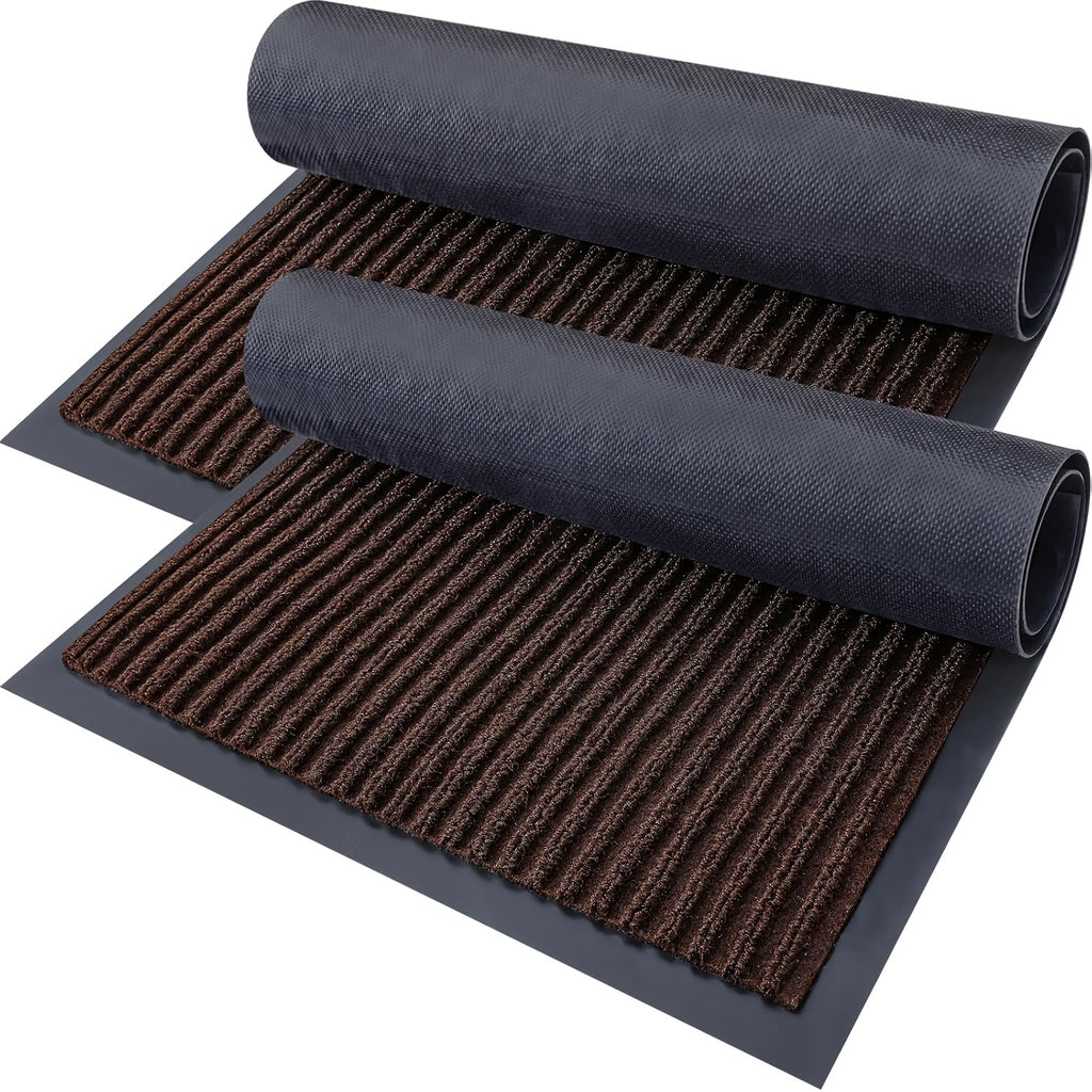 Welcome Door Mat 2-Pack Indoor Outdoor Entryway Mat Low Profile Polyester – Front Door, Patio, Porch & Mudroom Doormat – 3 Sizes & 3 Colors Available