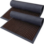 Welcome Door Mat 2-Pack Indoor Outdoor Entryway Mat Low Profile Polyester – Front Door, Patio, Porch & Mudroom Doormat – 3 Sizes & 3 Colors Available