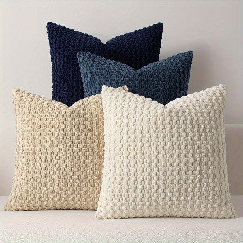 Velvet Cushion Covers – Set of 4 Soft Double-Sided Modern Throw Pillow Covers for Sofa, Couch, Bed & Chair, Machine Washable Decorative Pillowcases for Living Room & Bedroom