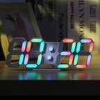 RGB Neon LED Digital Wall Clock 9.7" Large Display with Remote Control – 3D Aesthetic Alarm Clock, Adjustable Brightness, Date & Temperature Display for Bedroom, Living Room, Office, Gym