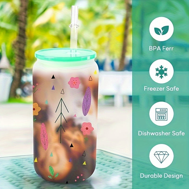 Frosted Glass Tumblers Set 16oz - Borosilicate Can Glasses with Acrylic Lids for Iced Coffee, Juice & Soda, Sublimation Ready, 8 or 12 Pack Perfect Christmas Holiday Gift