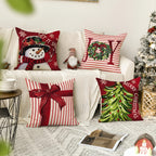 Seasonal Throw Pillow Covers 18x18 Inch – Autumn Winter Holiday Cushion Covers with Pumpkin, Snowman, Christmas Tree, Truck & Buffalo Plaid | Farmhouse Thanksgiving Christmas Decor for Couch, Bed & Living Room