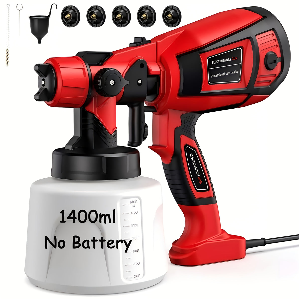 HVLP Electric Airless Paint Sprayer Gun with 3 Spray Patterns 27oz Container for House Walls Fence Furniture Cabinets Doors Car DIY Projects – Easy Clean Cordless Electric Spray