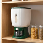 Rice Dispenser Large Capacity 22LB 6-Chamber Sealed Grain Storage Container with Measuring Cup & Transparent Window – Moisture & Insect Resistant One-Click Pantry Organizer for Rice Beans Flour Pet Food