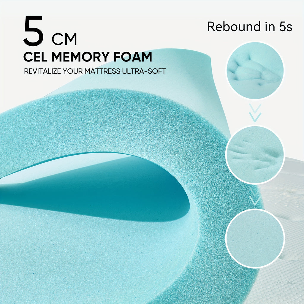 4 Inch Gel Memory Foam Mattress Topper | Dual Layer 2" Gel Foam + 2" Pillow Top, Removable Washable Cover, 8-21" Deep Pocket – Twin, Twin XL, Full, Queen