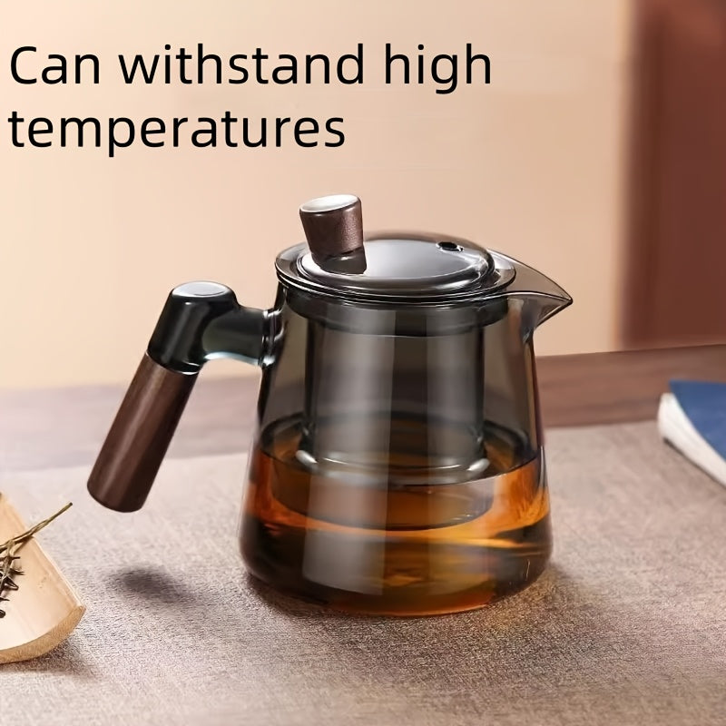 Glass Teapot and Coffee Pot with Handle & Filter – Transparent Stovetop Tea Kettle for Loose Leaf Tea, Herbal Tea & Coffee, Borosilicate Glass, Kitchen Brew Pot