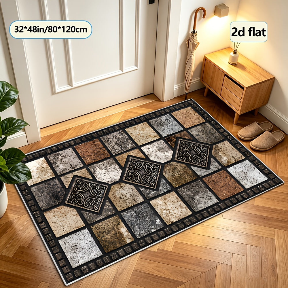 Vintage Art Area Rug Elegant Decorative Accent for Living Room Bedroom Office Study – Easy Clean Warm Cozy Home Decor Multiple Sizes