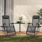 Zero Gravity Recliner Chair Outdoor Folding Lounge Chair 2 Pack – Beach Camping Patio Chair with Cup Holder, Adjustable Pillow for Poolside, Backyard & Lawn | Black, Blue
