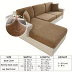 Green Plant Jacquard Sofa Cover Set 6 Piece High Elasticity Stretch Furniture Protector – Scratch Resistant Machine Washable Vintage Style – Beige, Burgundy, Green, Khaki, Grey