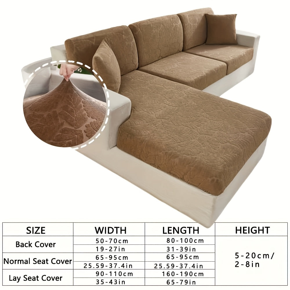 Green Plant Jacquard Sofa Cover Set 6 Piece High Elasticity Stretch Furniture Protector – Scratch Resistant Machine Washable Vintage Style – Beige, Burgundy, Green, Khaki, Grey