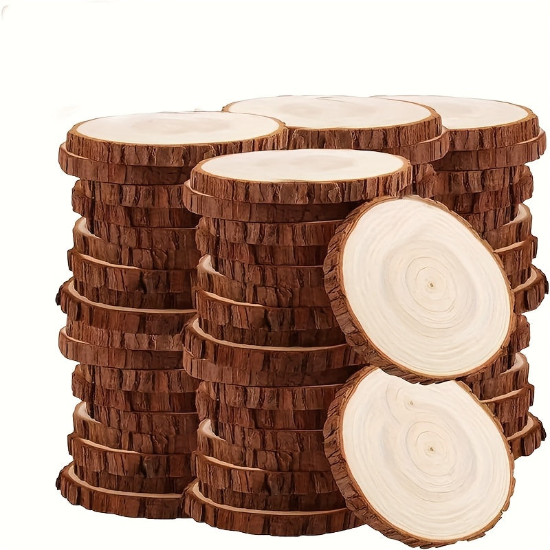 Wood Log Slices 28pcs Natural Tree Bark Rounds 2.7–3.5 Inch Unfinished Wooden Discs for Crafts Christmas Decor Coasters Wedding Centerpieces Woodworking DIY Art
