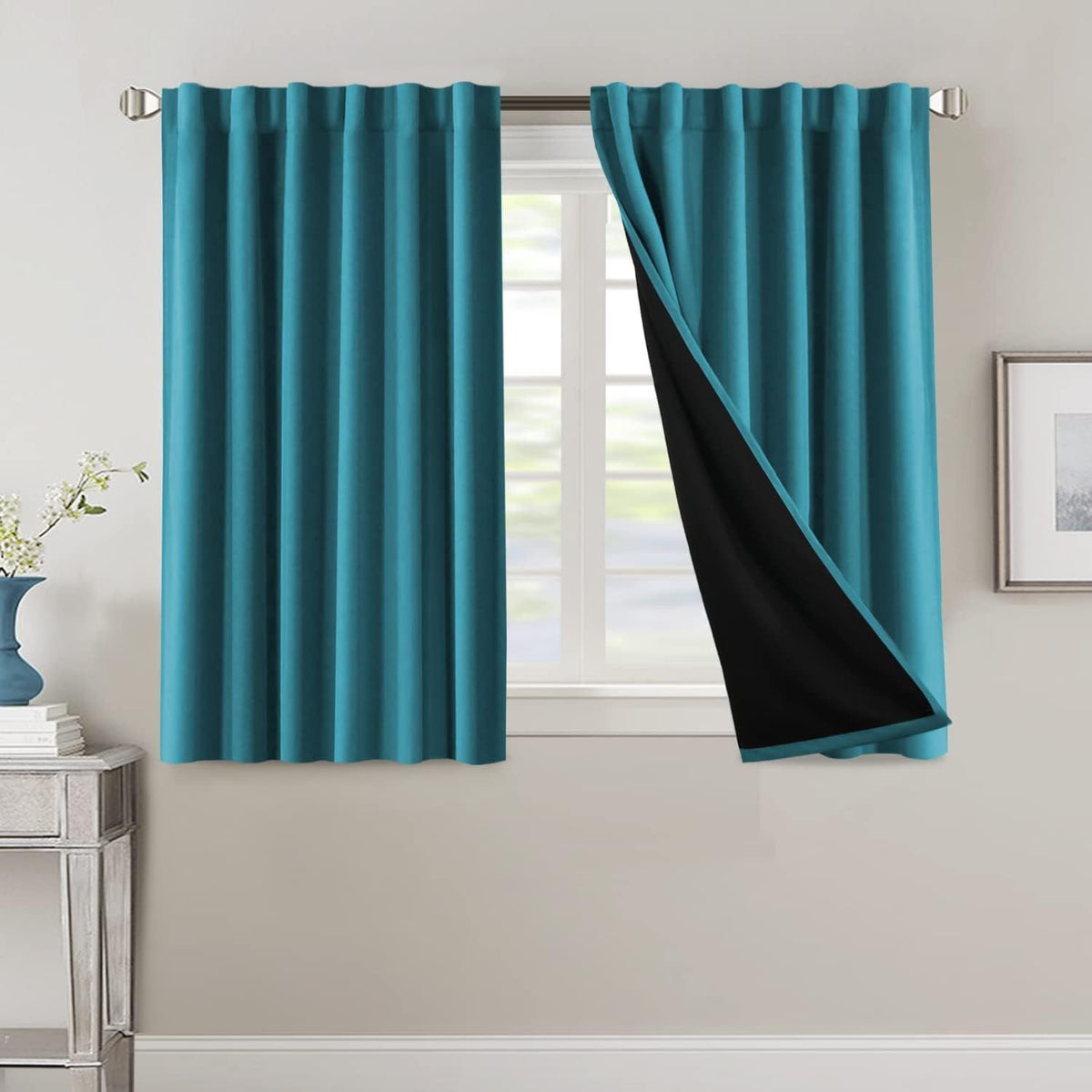 Blackout Curtains 2 Panels 100% Room Darkening 96 Inch Long – Triple Weave Thermal Insulated Back Tab & Rod Pocket Window Drapes for Bedroom & Living Room