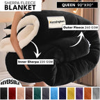 480GSM Heavy Sherpa Fleece Blanket Double-Sided Reversible Warm Throw for Couch Bed Office Travel All Season Comfort Sofa Decoration Holiday Gift
