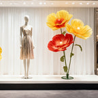 Large Artificial Poppy Flowers 3pcs Giant Orange Yellow Red Blooms Realistic Faux Floral for Wedding Centerpiece Party Decor Photo Booth Spring Home Decoration