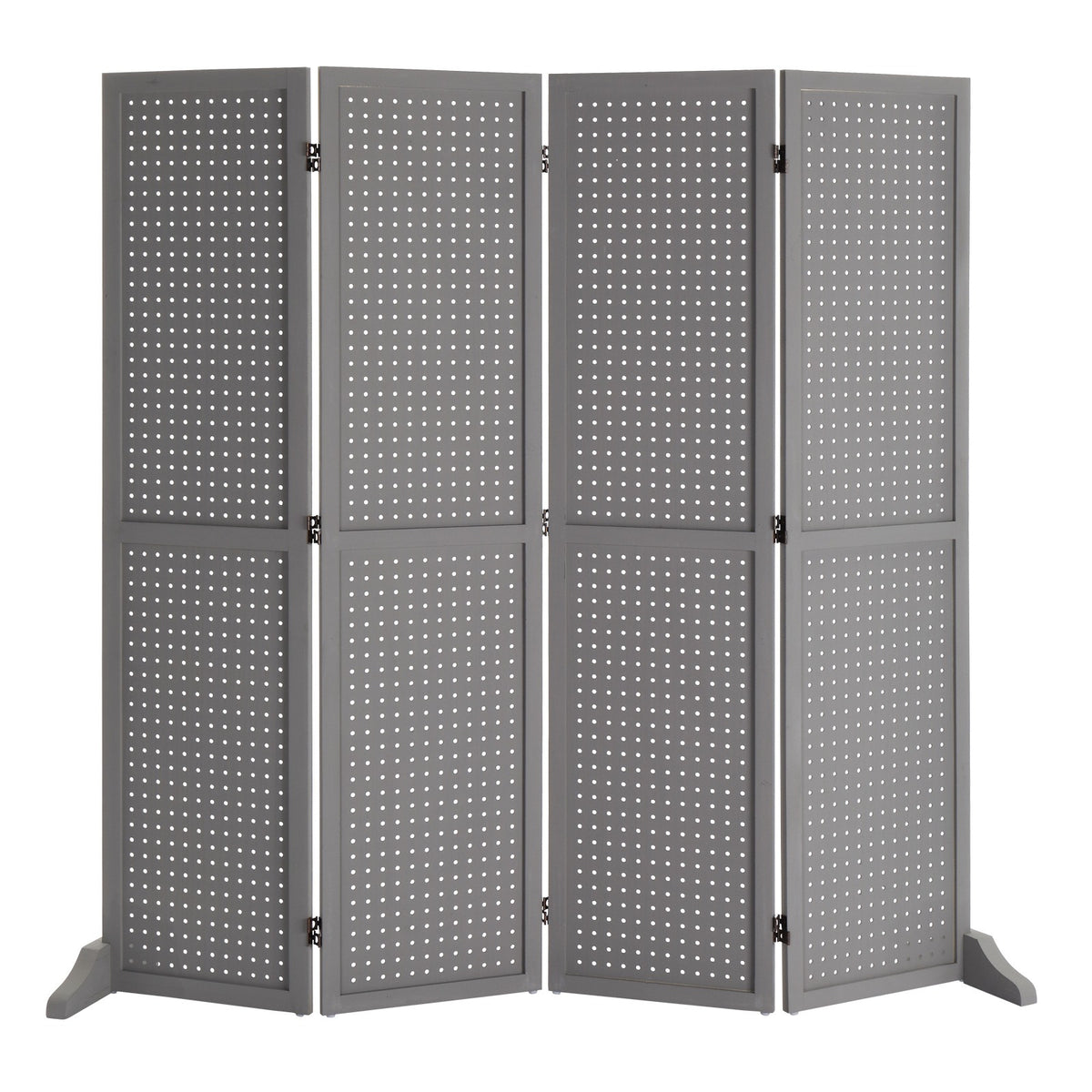 5 FT Freestanding Pegboard Room Divider | Wood Folding Privacy Screen & Display Board Organizer with Support Feet – White, Black, Natural, Grey | Craft Shows, Retail & Home