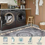 Luxurious Velvet Area Rug – Bohemian Vintage Persian Floral & Paisley Pattern, Slip-Resistant & Machine Washable 100% Polyester | Living Room & Bedroom | Multiple Sizes