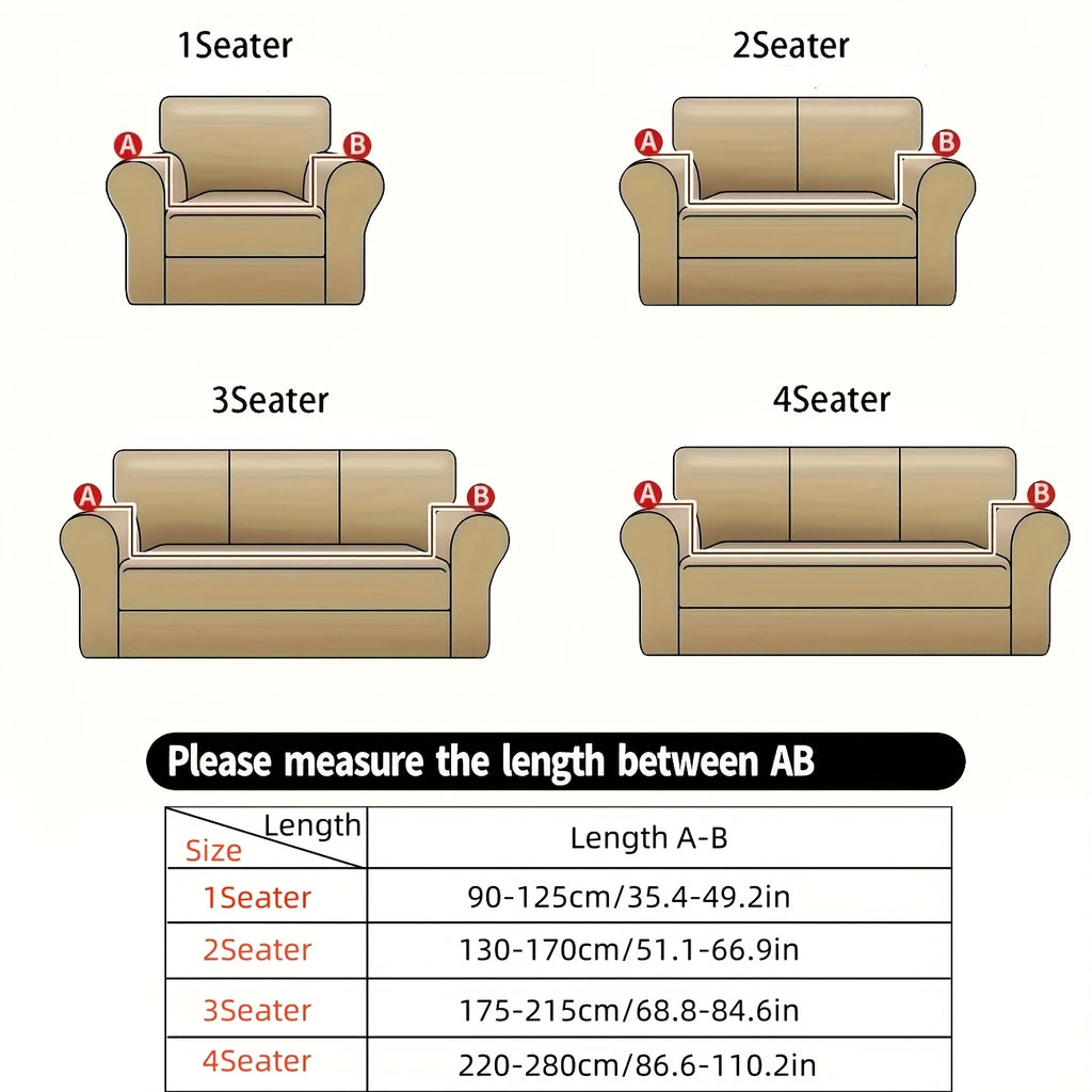 Stretch Sofa Cover Solid Color High Elasticity Anti-Slip Rod Slim Fit Couch Slipcover Machine Washable 1 2 3 4 Seater Black Burgundy Navy Grey