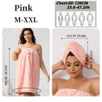 Extra Large Bath Wrap Skirt & Shower Cap Set of 2 – Super Absorbent Coral Fleece Body Wrap Towel, Adjustable M–XXXXL | Home, Travel, Sauna & Spa