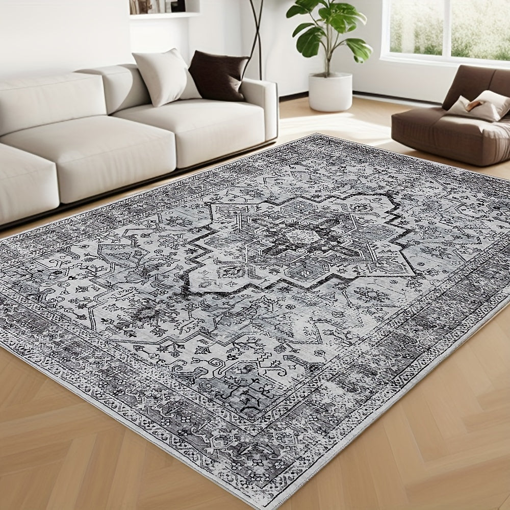 Bohemian Area Rug Washable Ultra-Soft Non-Slip Retro Foldable Living Room Bedroom Rug Beige Grey 4x6 5x7 6x9 8x10 9x12