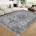 Bohemian Area Rug Washable Ultra-Soft Non-Slip Retro Foldable Living Room Bedroom Rug Beige Grey 4x6 5x7 6x9 8x10 9x12