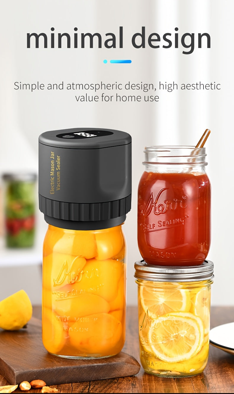 Electric Vacuum Mason Jar Sealing Kit with Lids for Wide Mouth & Regular Mouth Jars Food Preservation Vacuum Sealer