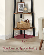 Corner Shelf 4-Tier Ladder Bookshelf & Plant Stand – Industrial Style Space-Saving Corner Shelving Unit for Living Room, Bedroom, Study & Entryway