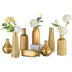 Gold Glass Vase Cylindrical Art Deco Style | Golden Electroplating Finish Flower Vase for Living Room Kitchen Bedroom, Table Centerpiece, Halloween Christmas Home Decor